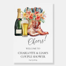 Boots, Bubbly, and Brews Couple Shower Welcome Sig