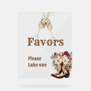 Boots & Bubbly Boho western Bridal Shower favors Acrylic Sign