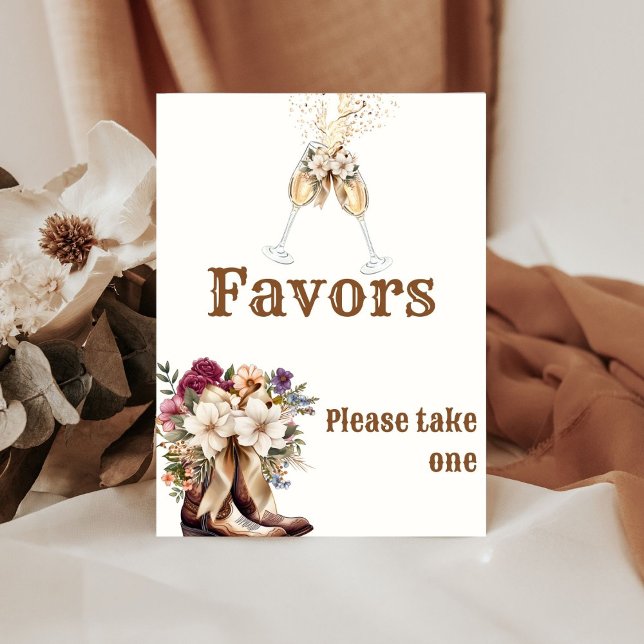 Boots & Bubbly Boho western Bridal Shower favors  Pedestal Sign (Creator Uploaded)