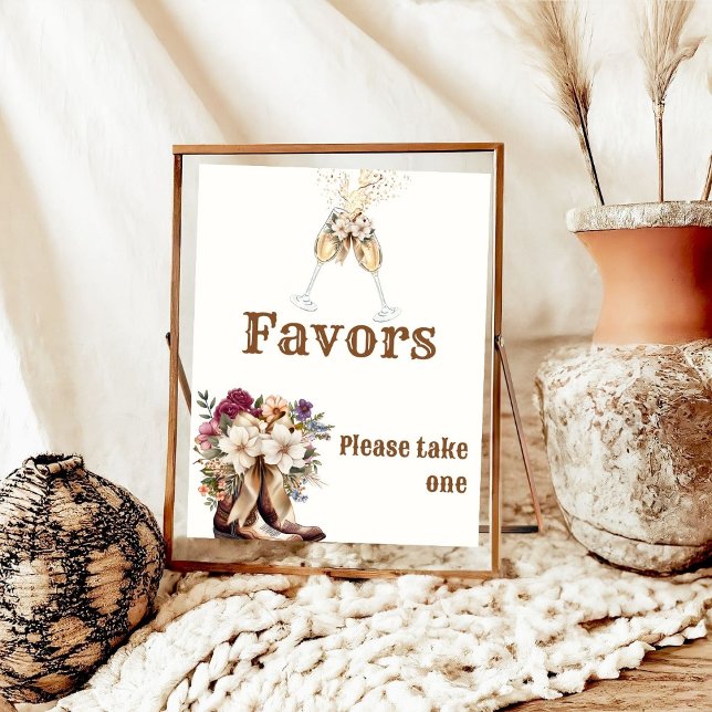 Boots & Bubbly Boho western Bridal Shower favors  Poster (Creator Uploaded)