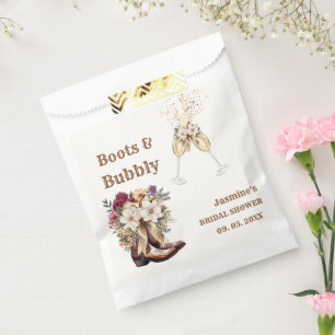 Boots & Bubbly Boho Western Bridal shower Party Favor Bag