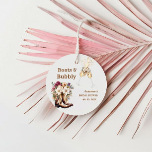 Boots & Bubbly Boho Western Bridal shower Party Favor Tags