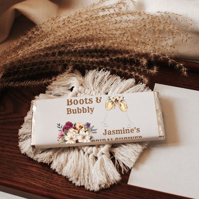 Boots & Bubbly Boho Western Bridal shower Party Hershey Bar Favors (Creator Uploaded)