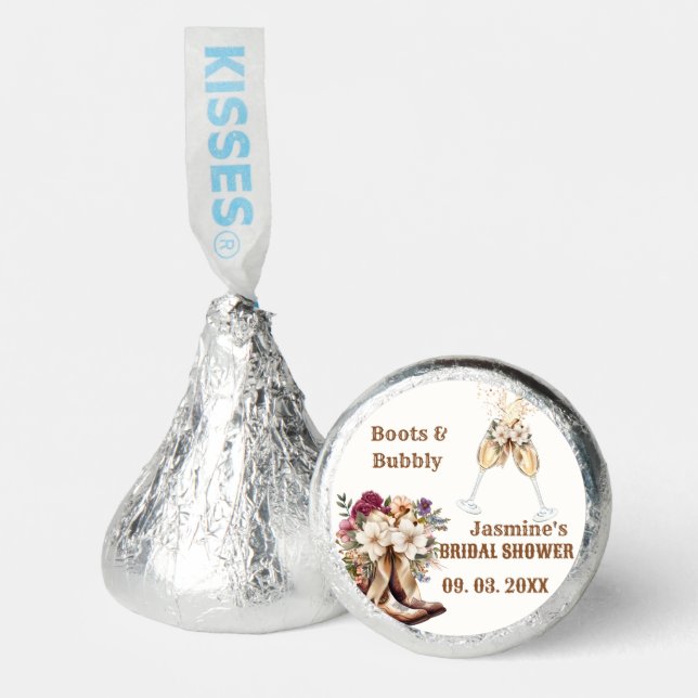 Boots & Bubbly Boho Western Bridal shower Party Hershey®'s Kisses® (Front)
