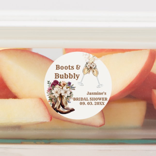 Boots & Bubbly Boho Western Bridal shower Party Labels (Affixed)