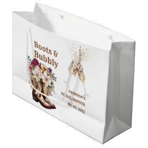 Boots & Bubbly Boho Western Bridal shower Party Large Gift Bag