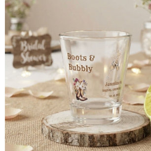 Boots & Bubbly Boho Western Bridal shower Party Shot Glass