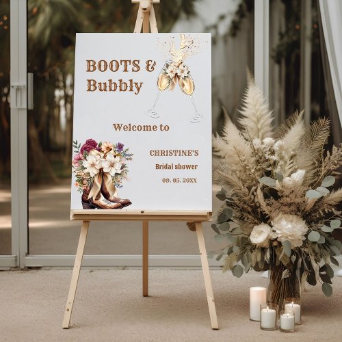 Boots  Bubbly Boho western Bridal Shower Welcome  Foam Board