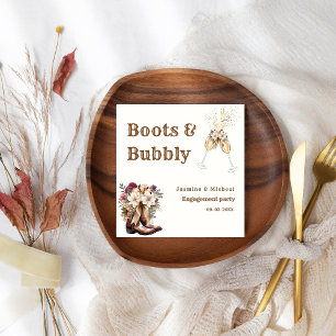 Boots & Bubbly Boho Western engagement Party Napkins