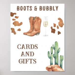 boots & bubbly Bridal shower Cards and Gifts Poster