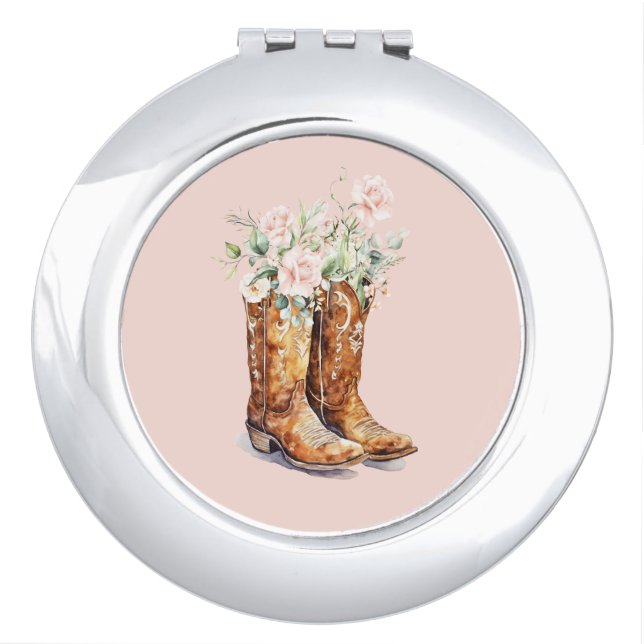 Boots & Bubbly Bridal Shower  Compact Mirror (Front)