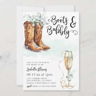 Boots & Bubbly Bridal Shower Invitation
