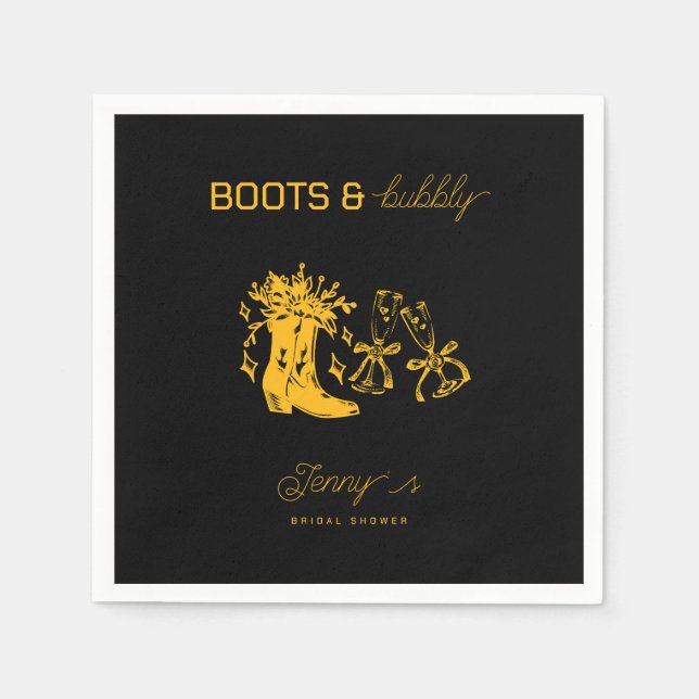 Boots & Bubbly Bridal Shower Napkins (Front)