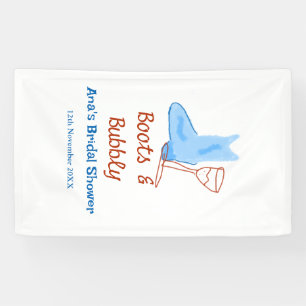 Boots & bubbly champagne bottle bridal shower blue banner