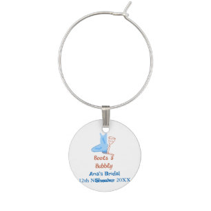 Boots & bubbly champagne bottle bridal shower blue wine charm
