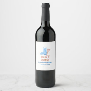 Boots & bubbly champagne bottle bridal shower blue wine label