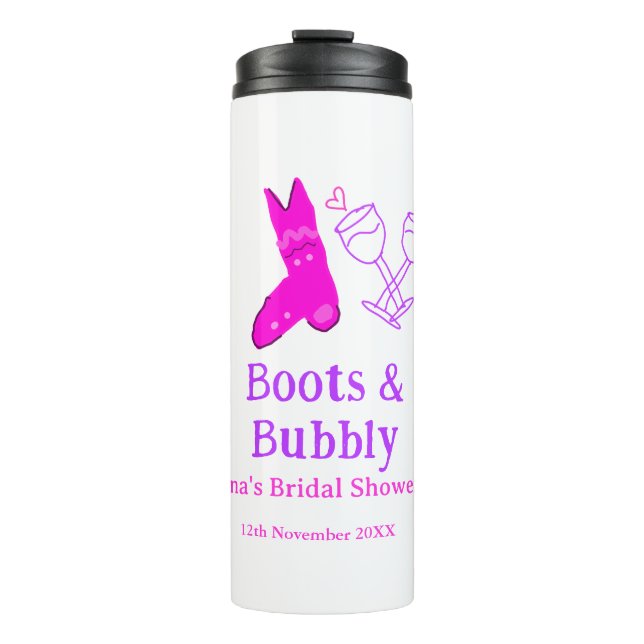 Boots & bubbly champagne bottle bridal shower pink (Front)