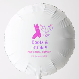 Boots & bubbly champagne bottle bridal shower pink balloon
