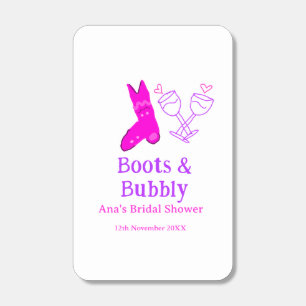 Boots & bubbly champagne bottle bridal shower pink matchboxes