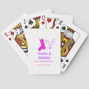 Boots & bubbly champagne bottle bridal shower pink poker cards
