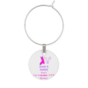 Boots & bubbly champagne bottle bridal shower pink wine charm