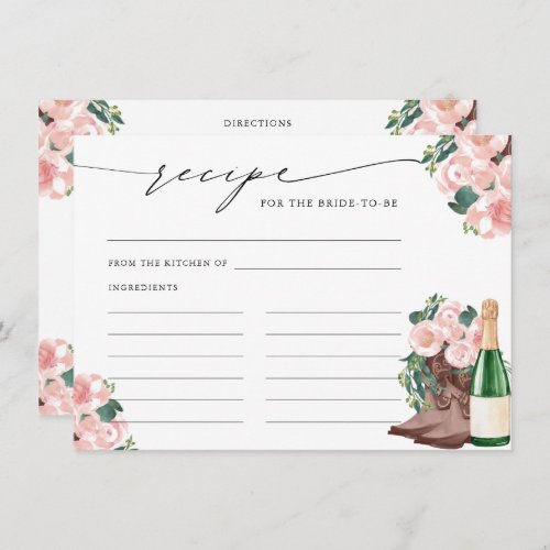 Boots  Bubbly Champagne Floral Recipe Card