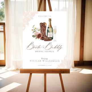 Boots & Bubbly Chic Cowgirl Western Bridal Shower Foam Board