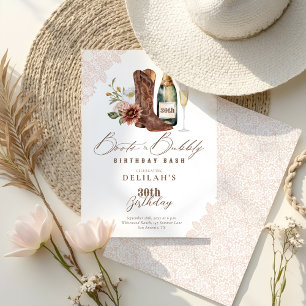 Boots & Bubbly Chic Cowgirl Wild Western Birthday Invitation
