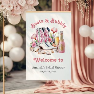 Boots Bubbly Coastal Cowgirl Bridal Shower Welcome Foam Board