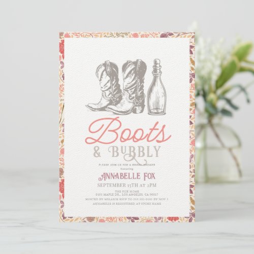 Boots  Bubbly Cowboy Boots Bridal Shower Invitation