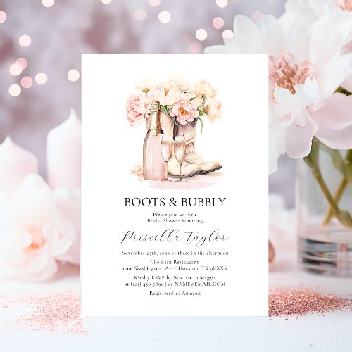 Boots  Bubbly Cowgirl Champagne BRIDAL SHOWER Invitation