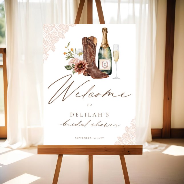 Boots Bubbly Cowgirl Western Floral Bridal Shower Foam Board (Boots Bubbly Cowgirl Western Floral Bridal Shower Foam Board)