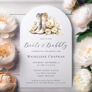 Boots & Bubbly Elegant Rustic Floral Bridal Shower Invitation