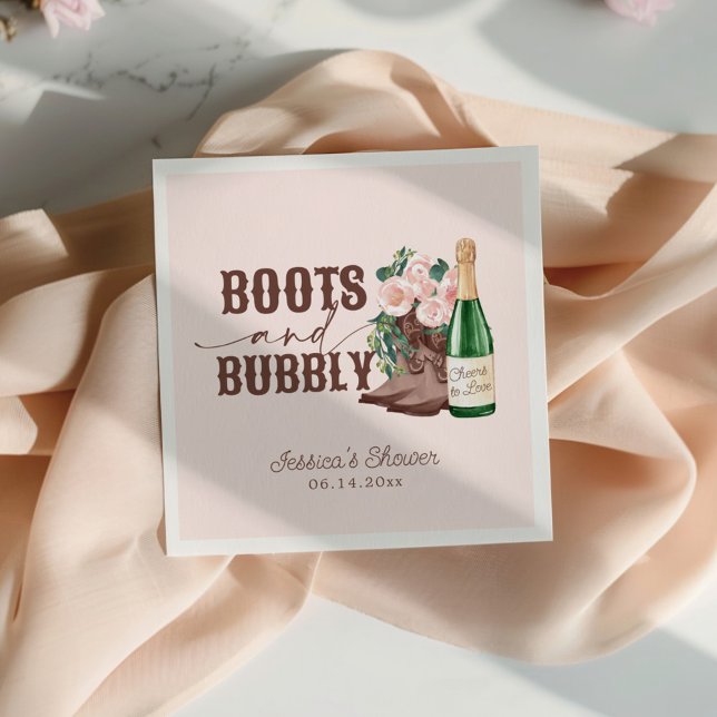 Boots & Bubbly Floral Champagne Bridal Shower Napkins (Creator Uploaded)