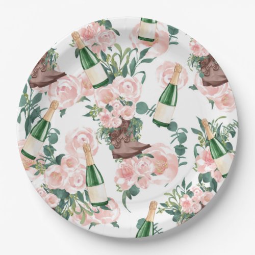 Boots  Bubbly Floral Champagne Bridal Shower Paper Plates