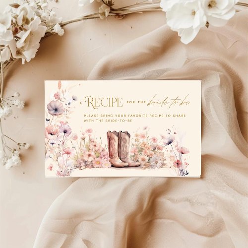 Boots  Bubbly Floral Cowgirl Recipe Bridal Shower Enclosure Card