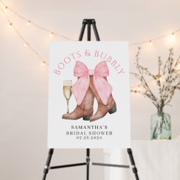 Boots Bubbly Pink Western Bridal Shower Welcome Foam Board