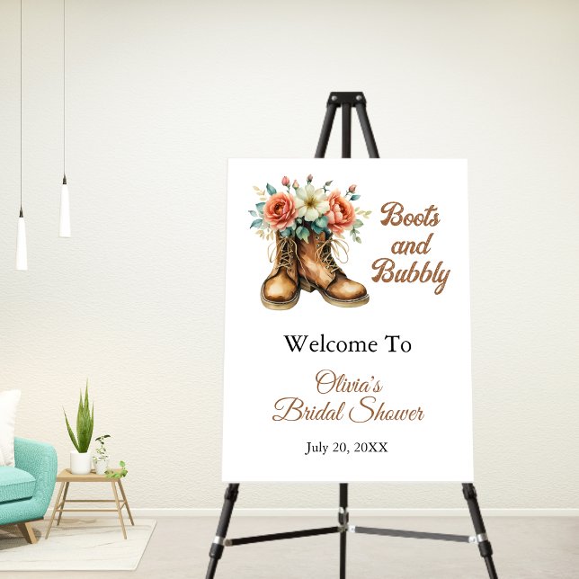 Boots & Bubbly Rustic Bridal Shower Welcome Foam Board (Boots & Bubbly Rustic Bridal Shower Welcome Sign )