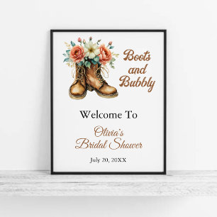Boots & Bubbly Rustic Bridal Shower Welcome Sign