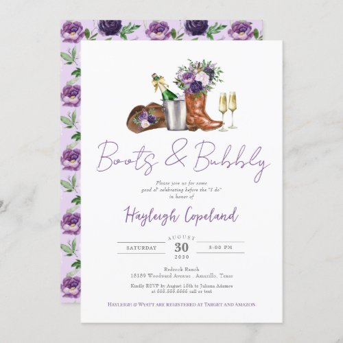Boots  Bubbly Rustic Western Bridal Shower Invitation