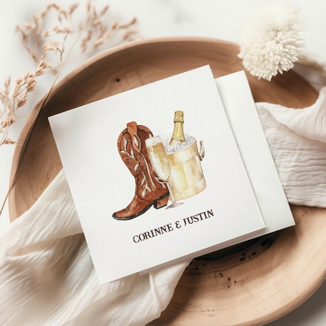 Boots & Bubbly Rustic Western Bridal Shower Napkins (Creator Uploaded)