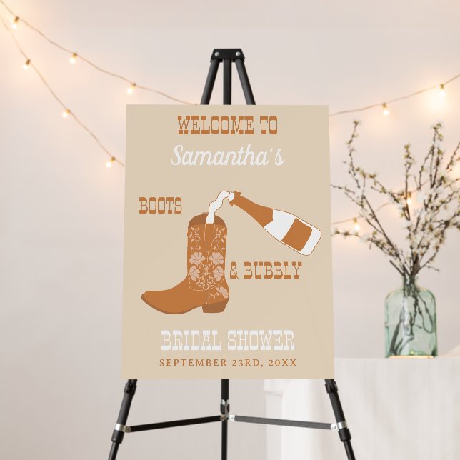 Boots Bubbly Rustic Western Country Bridal Shower  Foam Board (In Situ (Stand))