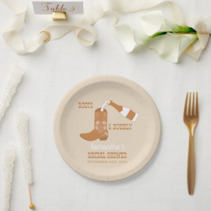 Boots Bubbly Rustic Western Country Bridal Shower Paper Plates