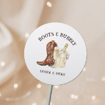 Boots & Bubbly Rustic Western Wedding Classic Round Sticker<br><div class="desc">Boots & Bubbly Rustic Western Wedding Classic Round Sticker</div>