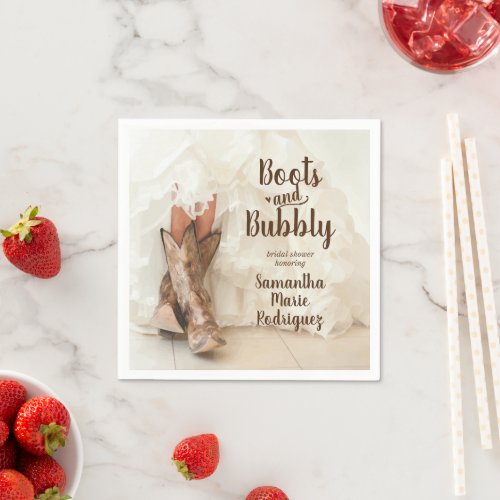 Boots  Bubbly Texas Bride in Boots Bridal Shower Napkins