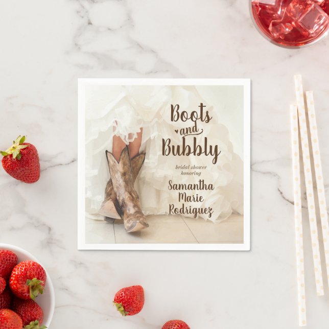 Boots & Bubbly Texas Bride in Boots Bridal Shower Napkins (Insitu)