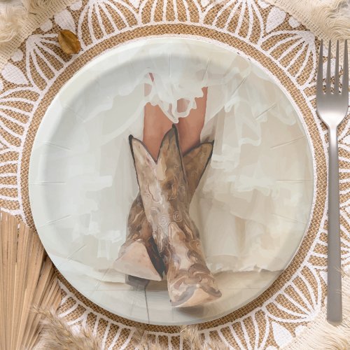 Boots  Bubbly Texas Bride in Boots Bridal Shower Paper Plates
