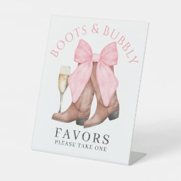 Boots Bubbly Western Bridal Shower Favor  Pedestal Sign