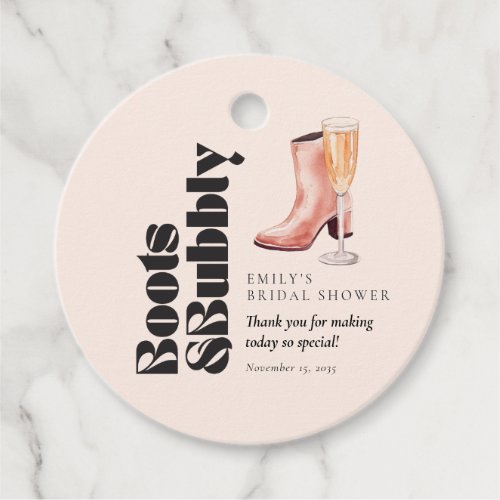 Boots  Bubbly Western Bridal Shower Favor Tags