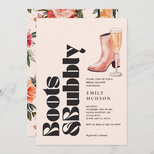 Boots  Bubbly Western Bridal Shower Invitation